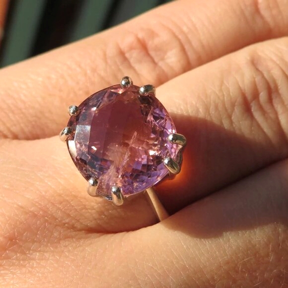 Huge Natural Pink Mauve Tourmaline In Sterling Silver Ring, 10.79ct. Size 7 - Picture 10 of 11